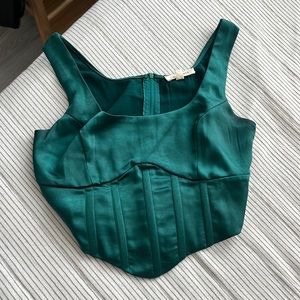 Green Satin Corset Top